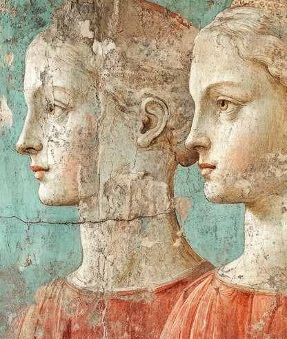 Pintura Fresco Rostros Italianos