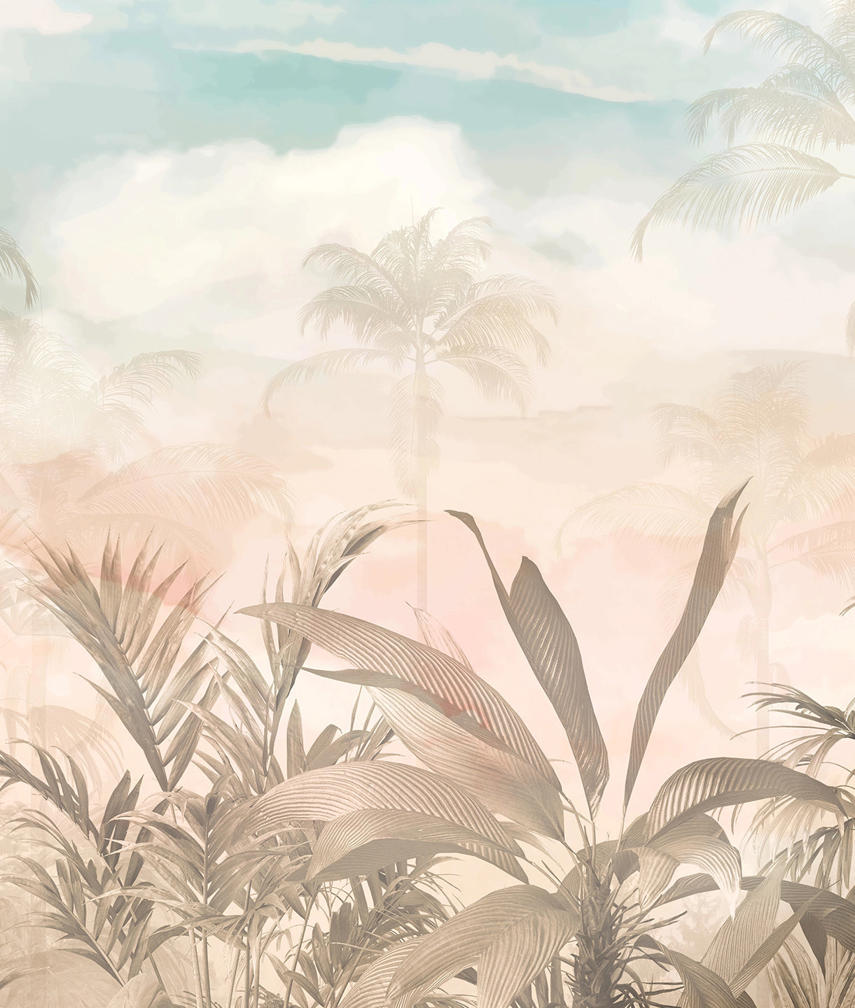 Palmeras Paisaje Tonos Pastel