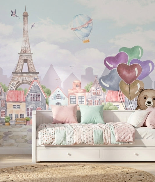 Ilustración Paris Torre Eiffel y Oso