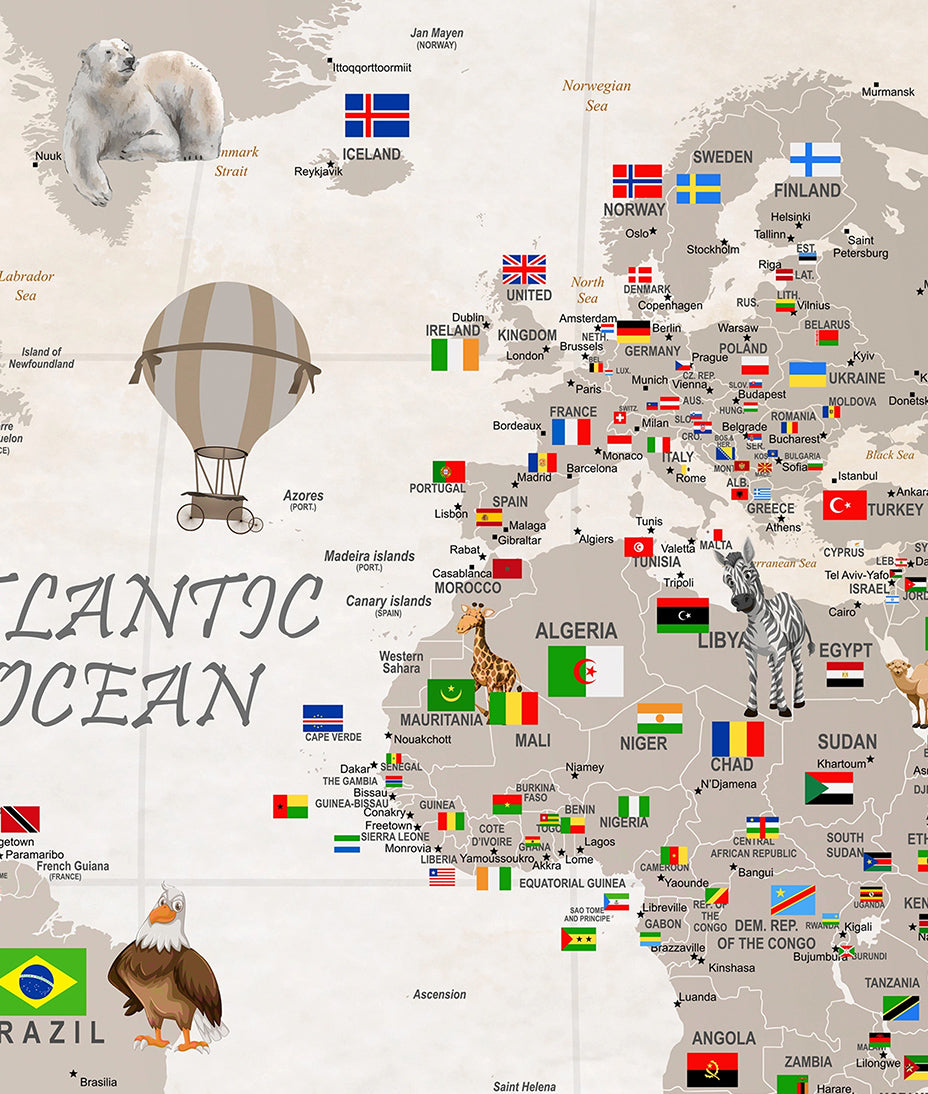 Mapamundi Banderas del Mundo