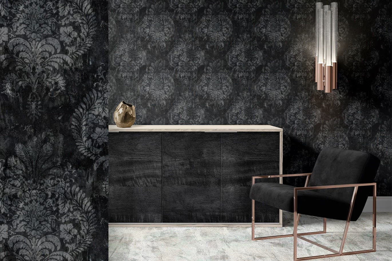 Greca Damasco Gris Carbón