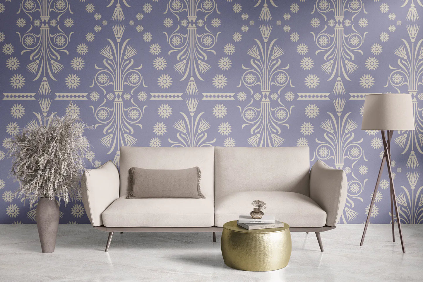 Greca Ornamental Sobre Fondo Lavanda