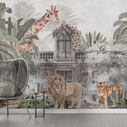 Europrint Wallpaper Monkey, Giraffe, Elephant