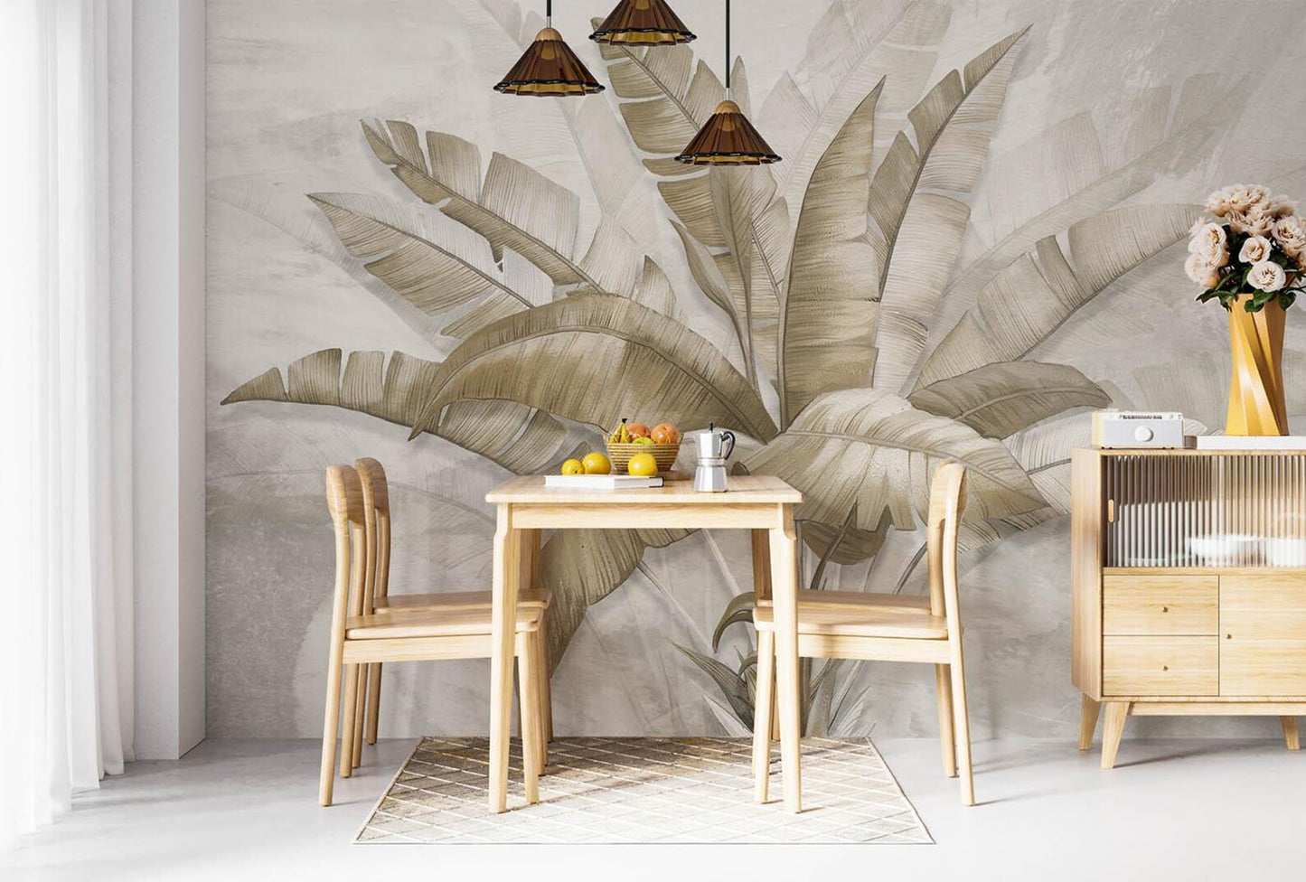 Hojas Planta Tropical Beige