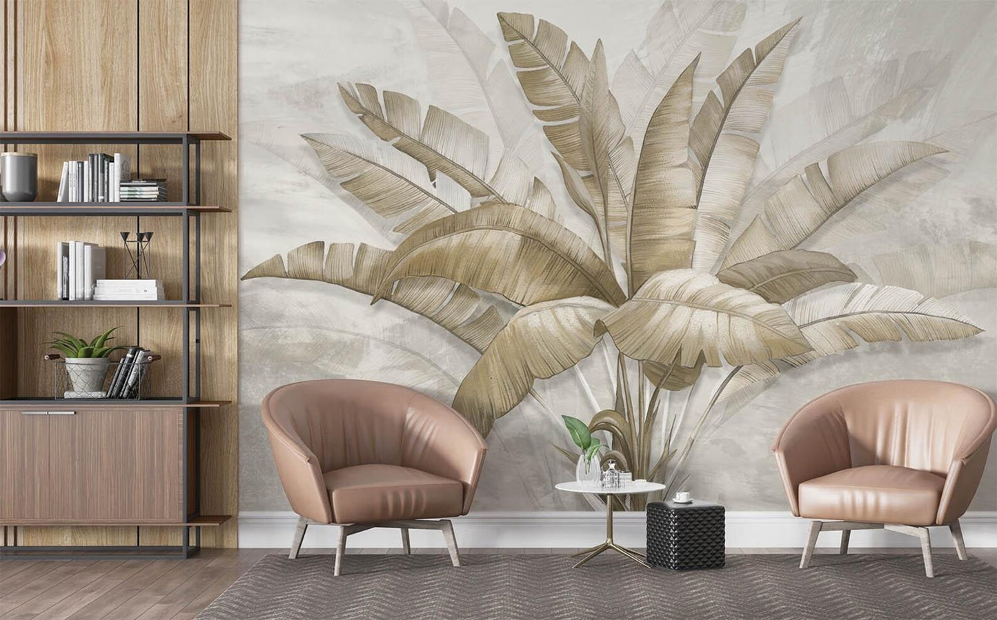 Hojas Planta Tropical Beige