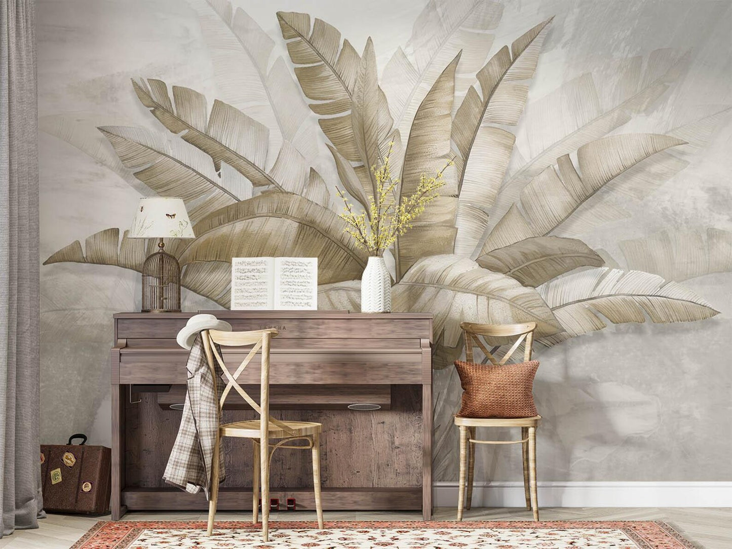 Hojas Planta Tropical Beige