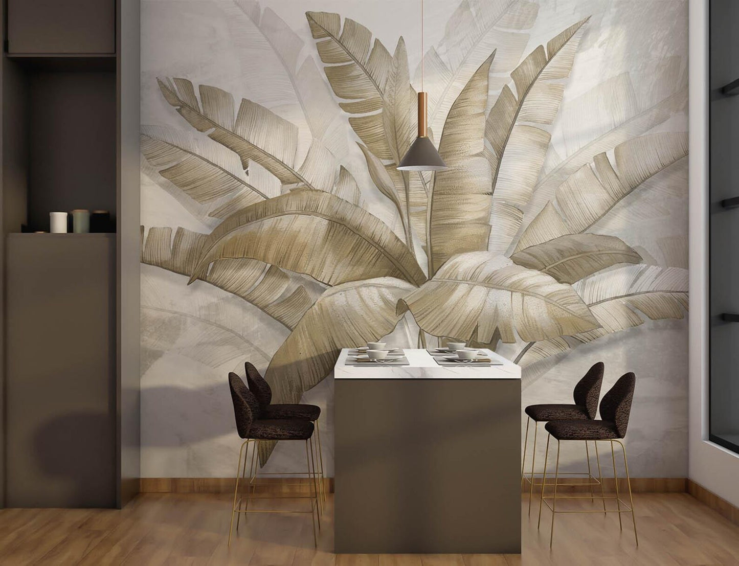 Hojas Planta Tropical Beige