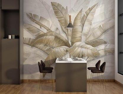 Hojas Planta Tropical Beige