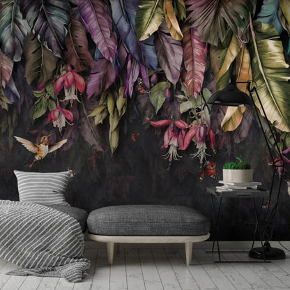 Hojas Tropicales de Colores y Aves
