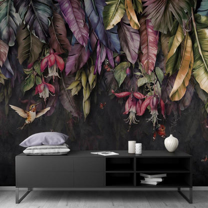 Hojas Tropicales de Colores y Aves