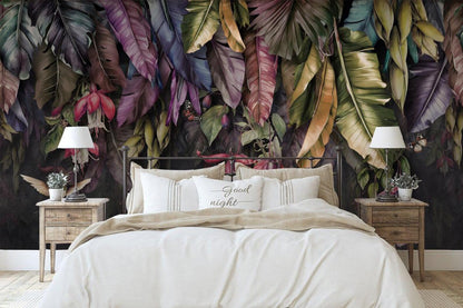 Hojas Tropicales de Colores y Aves