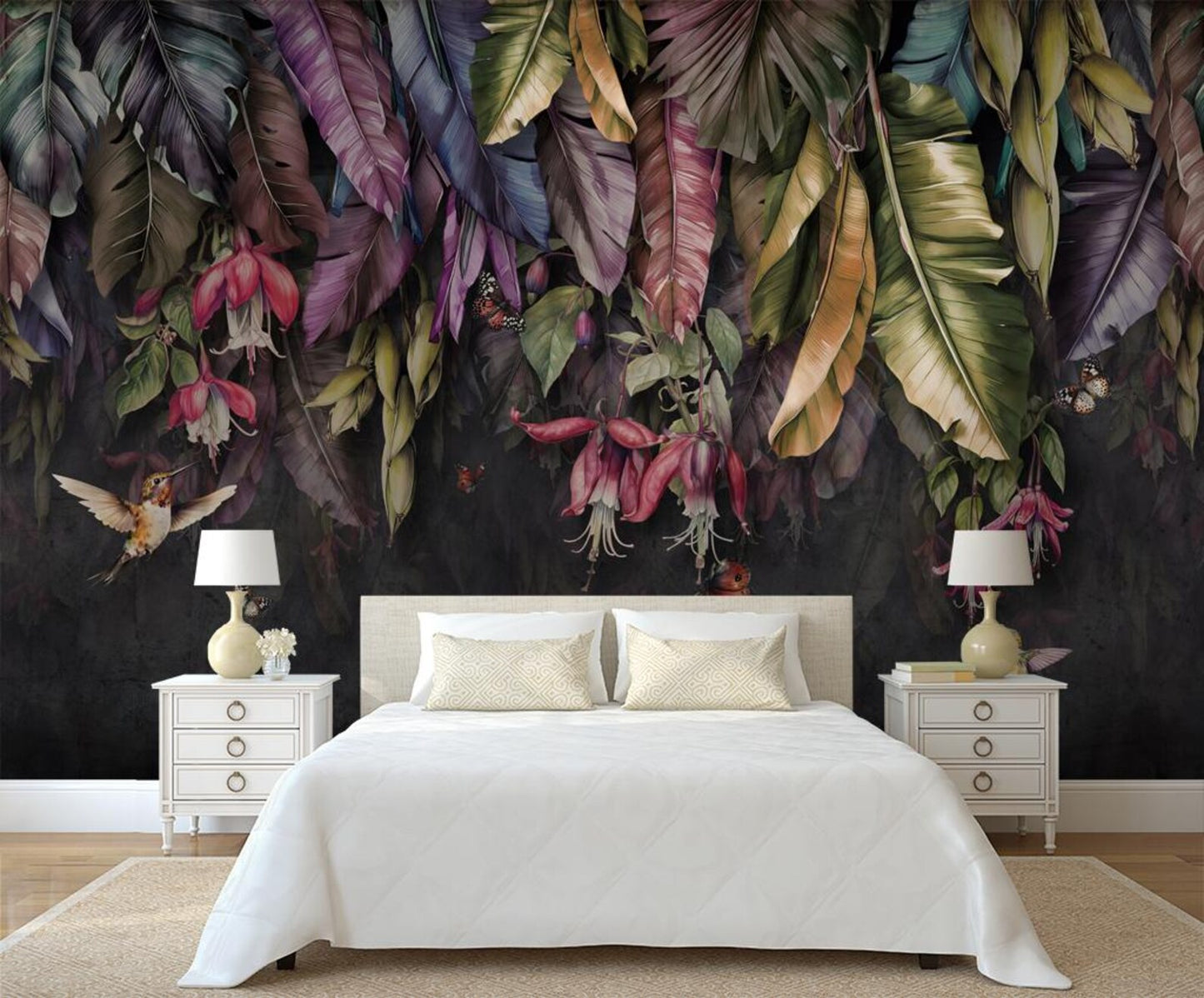 Hojas Tropicales de Colores y Aves