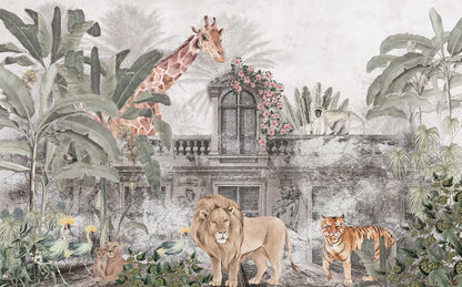 Europrint Wallpaper Monkey, Giraffe, Elephant