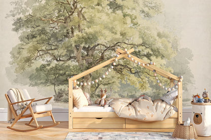 Near the Big Tree Vintage Wallpaper