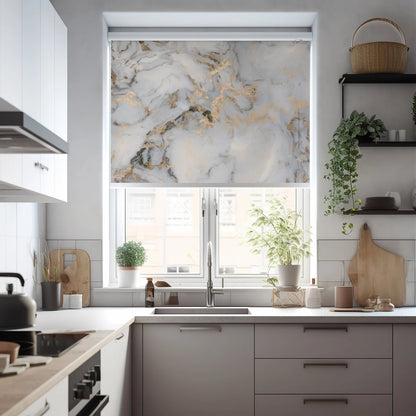 Persiana Enrollable Impresa Estilo Mármol Gris Blanco