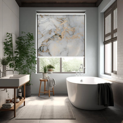 Persiana Enrollable Impresa Estilo Mármol Gris Blanco