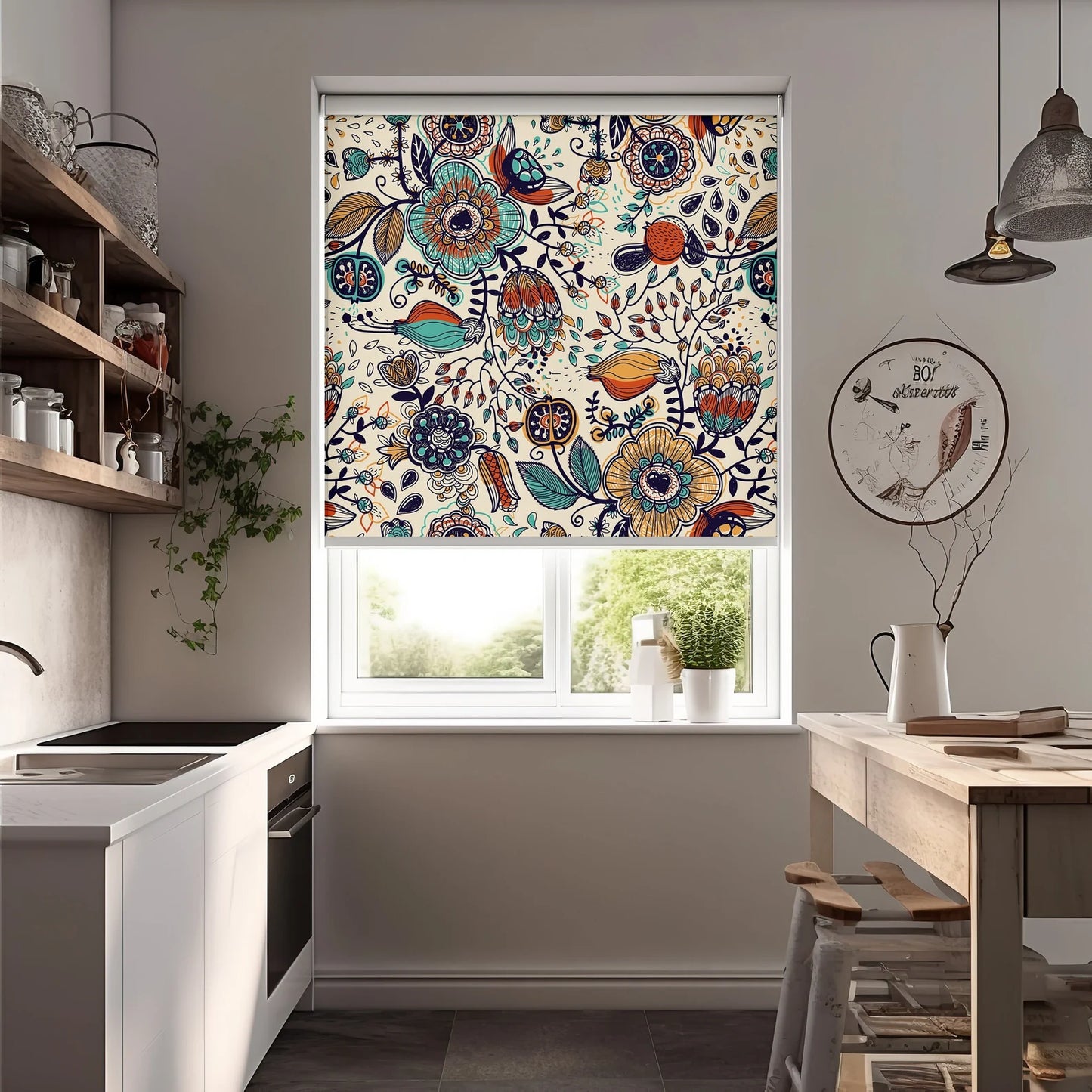 Persiana Enrollable Impresa Flores Bohemias