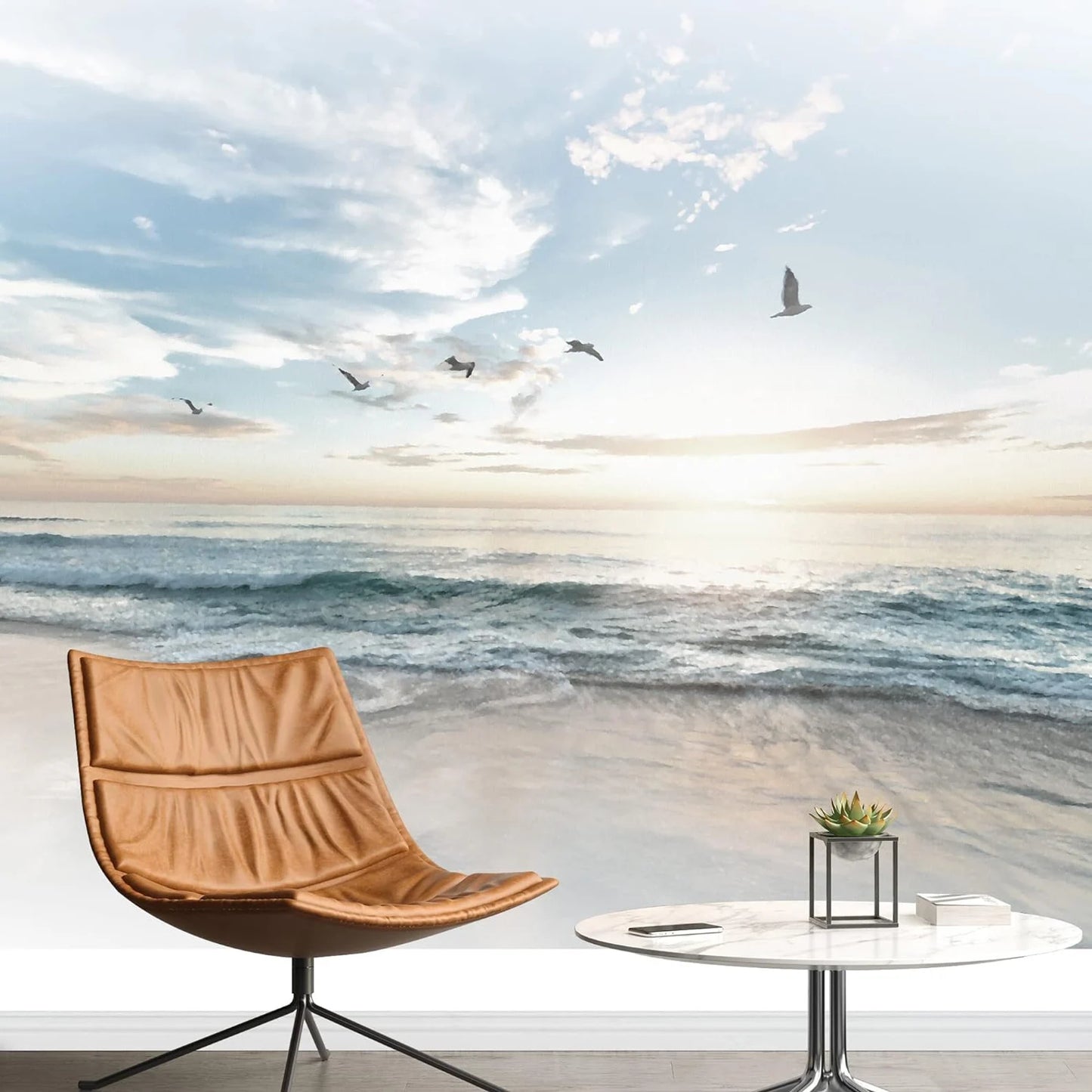 Gaviotas y Playa al Amanecer