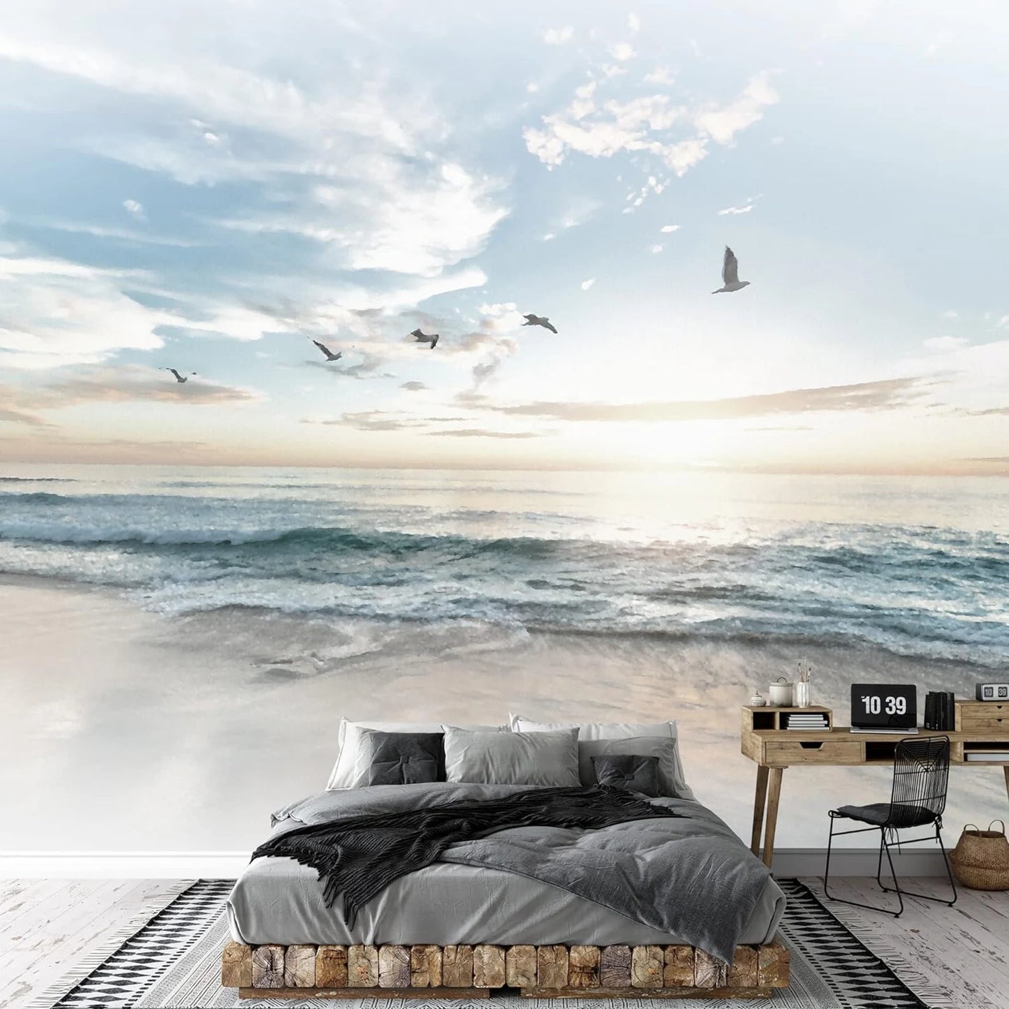 Gaviotas y Playa al Amanecer