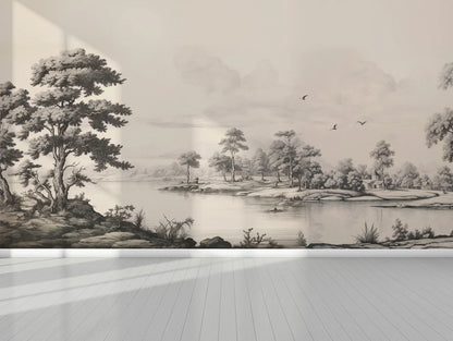 Arboles y Lago Sepia