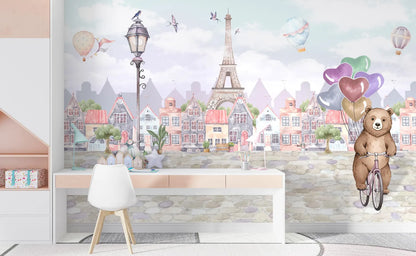 Ilustración Paris Torre Eiffel y Oso