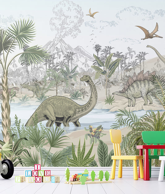 Paisaje Dinosaurios Volcán