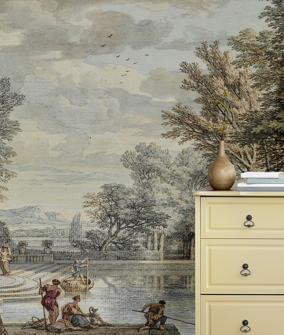 Vintage Landscape Classical Fountain