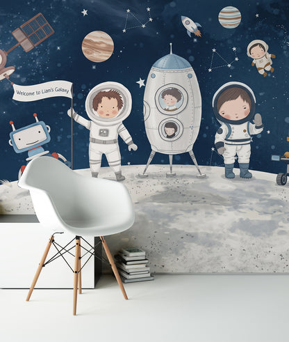 Astronaut Kids Space Moon & Planets Blue