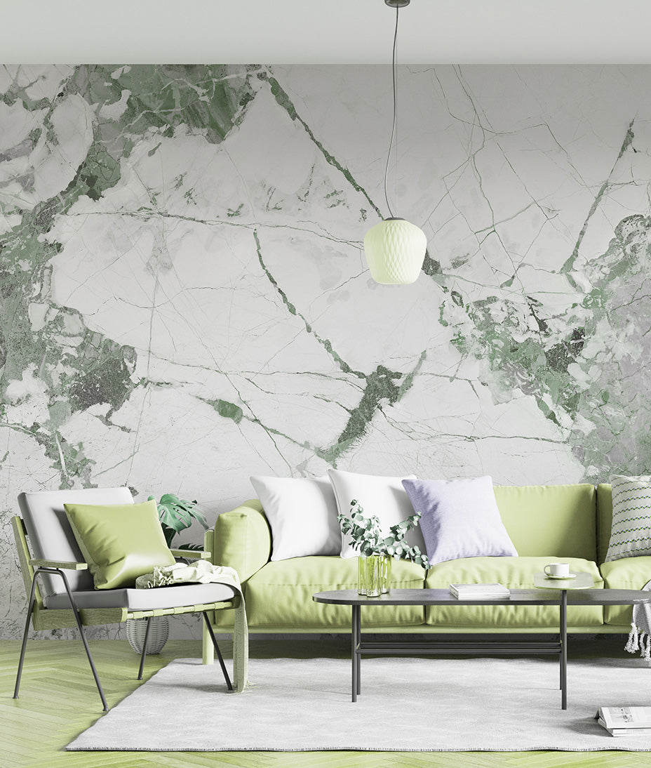 Elegante Mármol Blanco y Verde