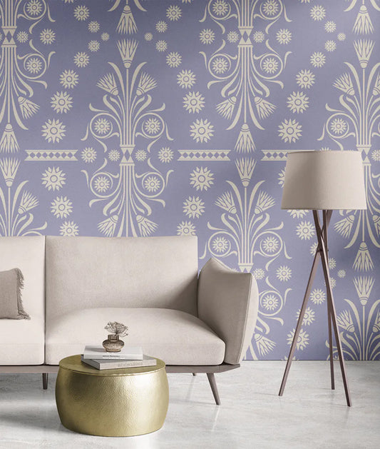 Greca Ornamental Sobre Fondo Lavanda