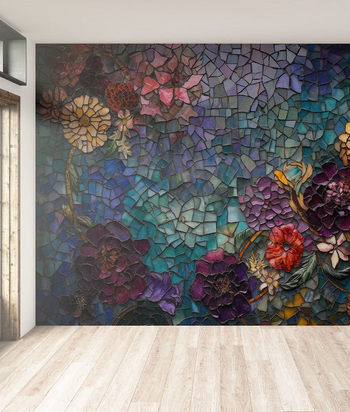 Vitral Mosaico de Flores