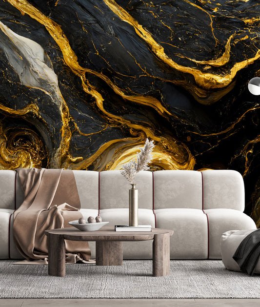 Marmoleado Negro e Imitación Dorado