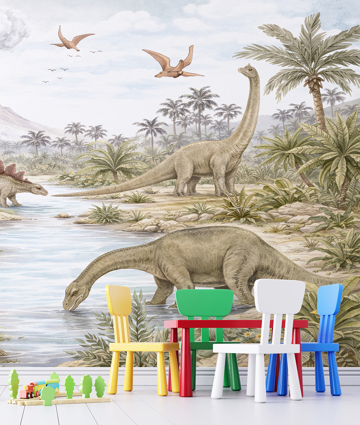 Paisaje Dinosaurios y Volcán