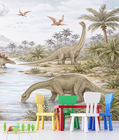 Paisaje Dinosaurios y Volcán