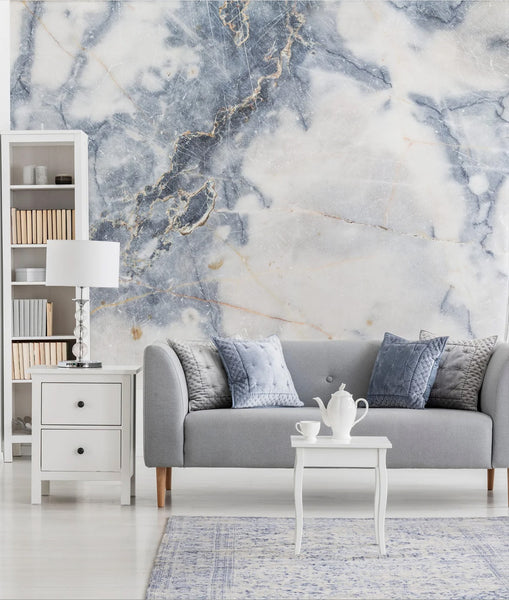 Pale Blue / White Marble