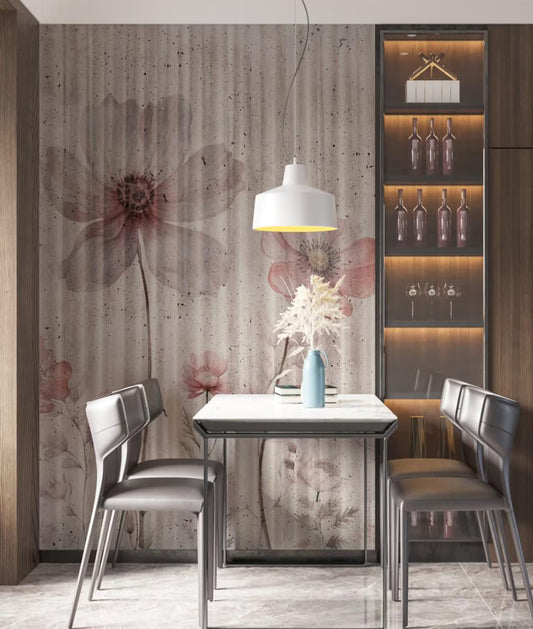 Wallpaper de Flores con Efecto Tipo Cortina