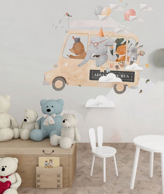 Ilustración Animalitos en Autobus