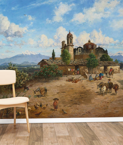Mexican Landscape Villa Town Painting