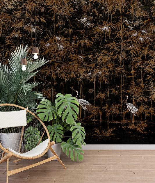 Garzas en Bosque de Bamboo - Midnight
