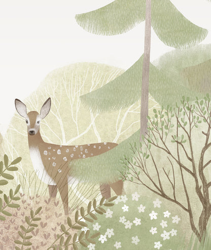 Ilustración Bosque de Pinos y Venado