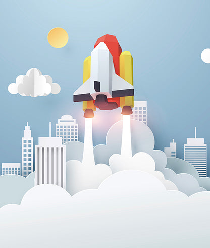 Paper-Cut Style Space Shuttle Launch