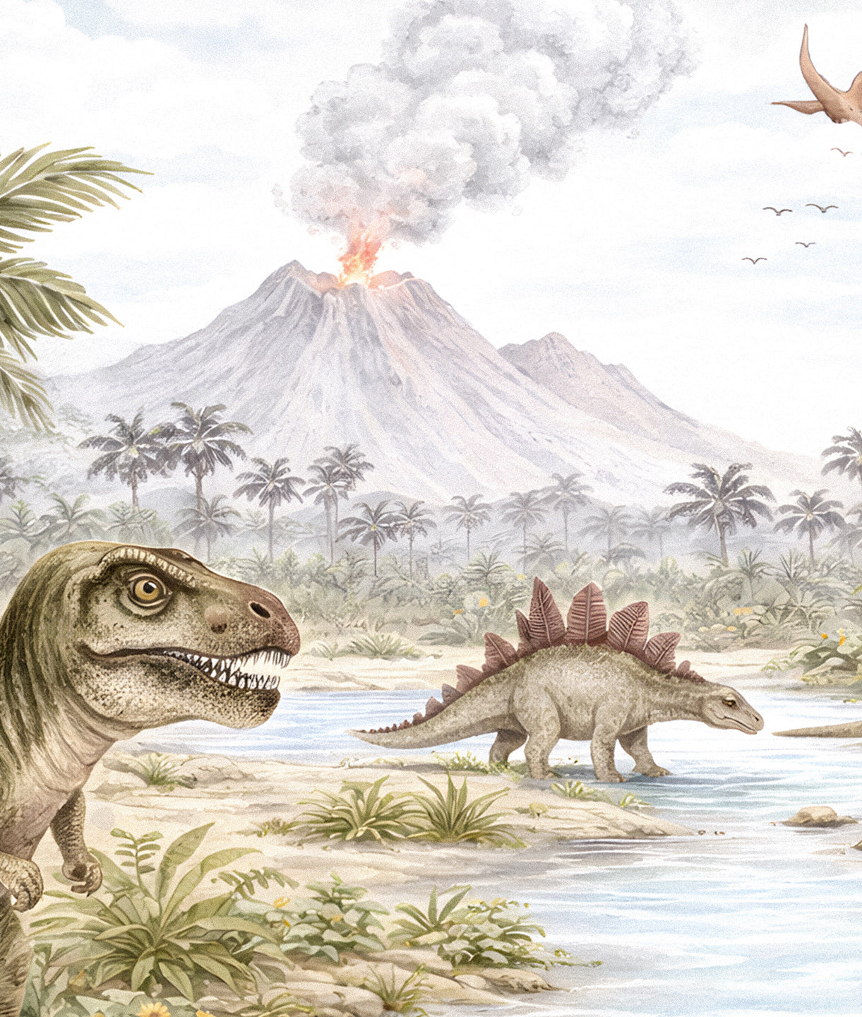 Paisaje Dinosaurios y Volcán
