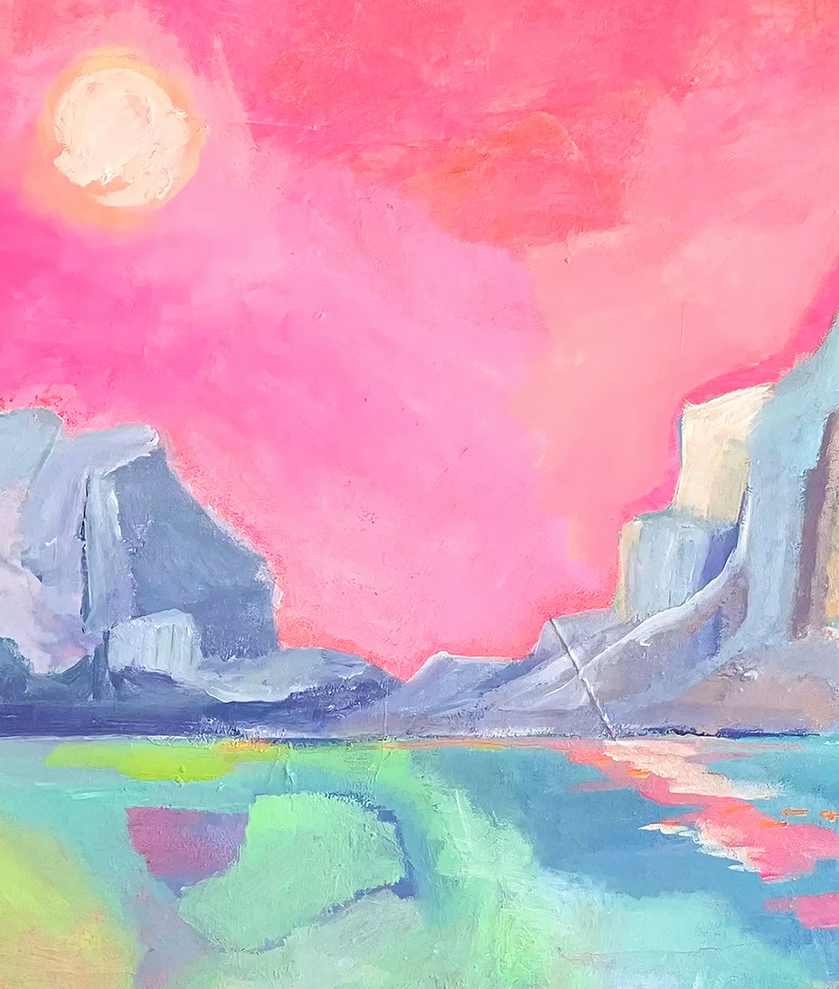 Pintura Paisaje Atardecer Neón