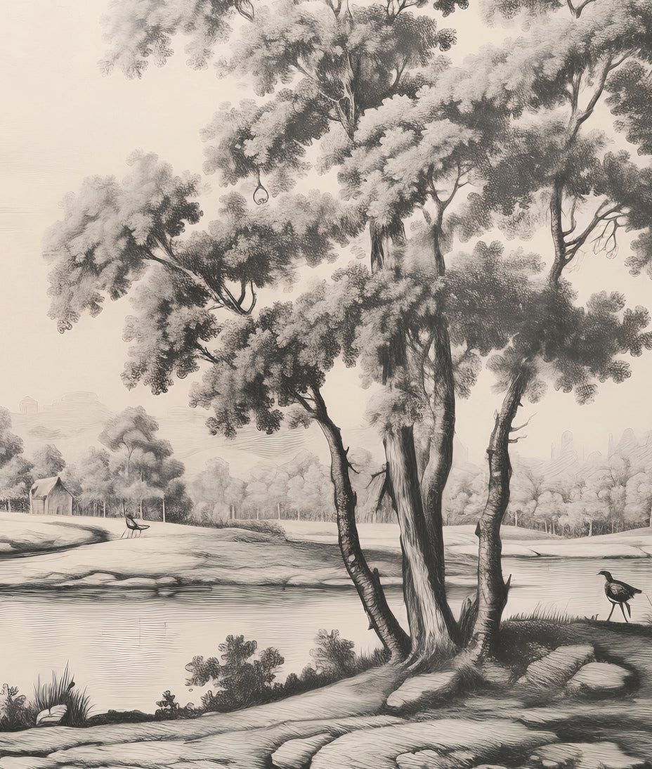 Arboles y Lago Sepia
