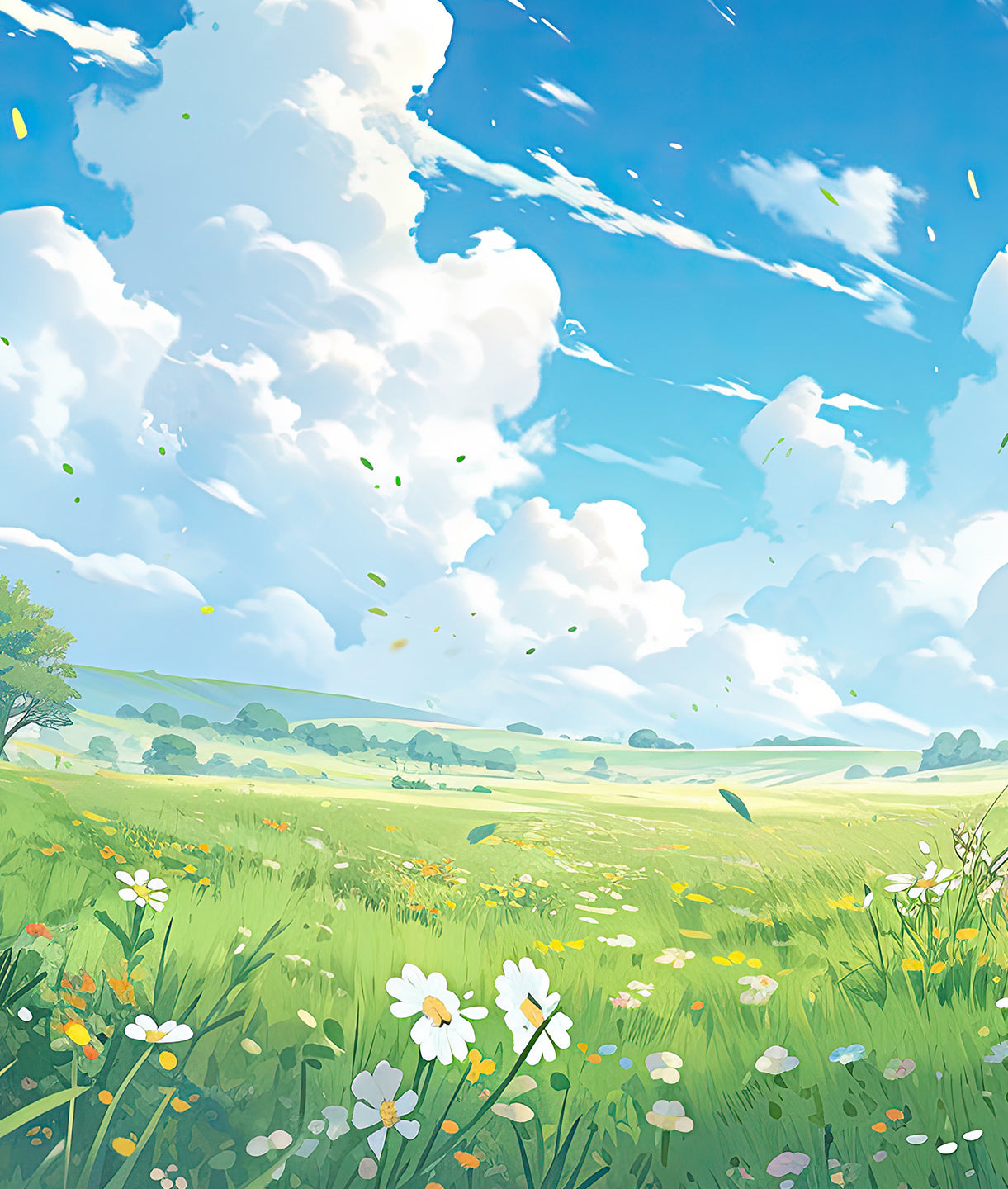 Paisaje Campo y Nubes Estilo Animé