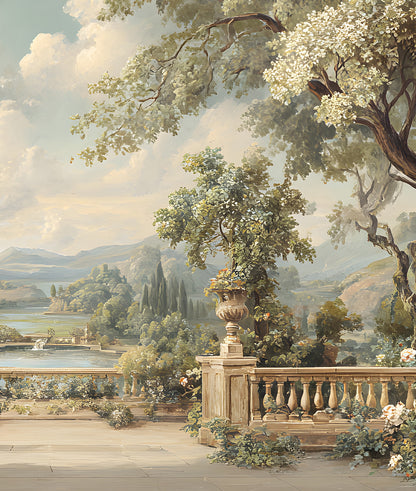 Pintura Al Fresco Villa Italiana y Lago