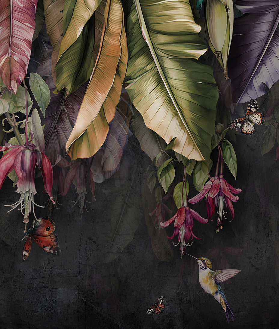 Hojas Tropicales de Colores y Aves