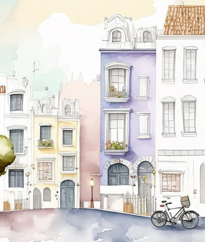 Cute Watercolor Illustrated Buildings