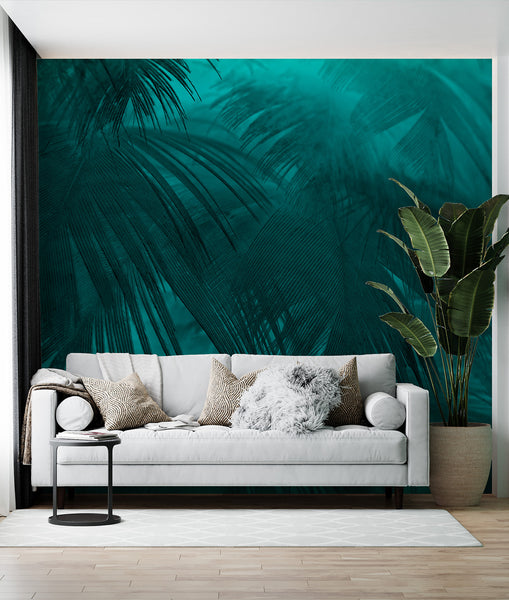 Turquoise Tropical Ferns