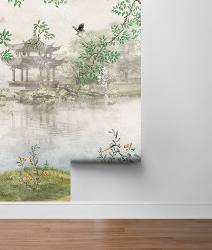 Vinil Adhesivo Paisaje Lago Zen Japonés